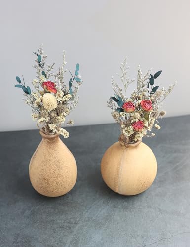 xin's convey Mini Dried Flower Bouquet (Pack of 6), Rose Bouquets, Party Favours, Bohemian Plate Decoration, Birthday Cake Dried Flower Gift Box Companion, Photography Props (Rose) - color: Rose