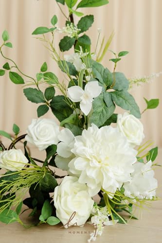 Ling's Moment 2pcs Wedding Flowers Garland Artificial Floral Swag Arch Decorations Greenery Arrangements Lily of The Valley White Ceremony Reception Garden Easel Wall Entryway Outdoor NOT Include Sign - color: Lily of the Valley White