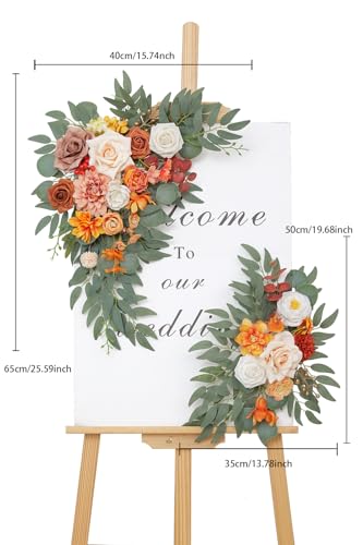 Faux Flowers Wedding Arch Flowers Kit(Pack of 2) for Wedding Decor Ceremony Reception Backdrop Thanksgiving Halloween Party Decoration (Orange) - color: Orange