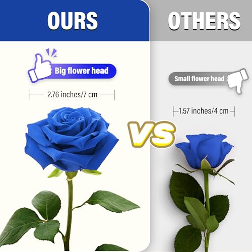 20PCS Artificial Roses with Long Stems - Realistic Silk Flowers, Fake Roses Real Touch Bouquet of Roses for Mother's Day Home Decor, Bridal Wedding Party, Bulk Faux Rose Flowers (Royal Blue) - color: Royal Blue, size: 20 PCS