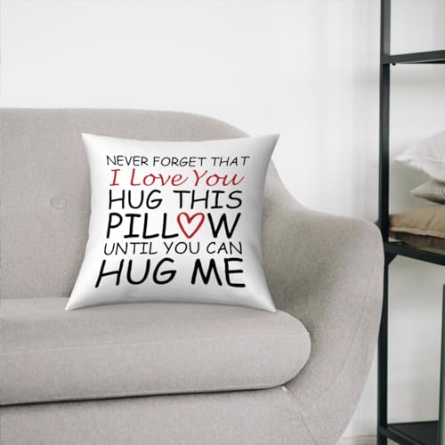 Fokongna Couch Pillowcase Lover I Love You Hug This Pillow Until You Can Hug Me 18 x 18 Inches Valentine's Day Birthday Gifts Give to Girlfriend Grade Flannel Waist Pillowcase - color: Love You