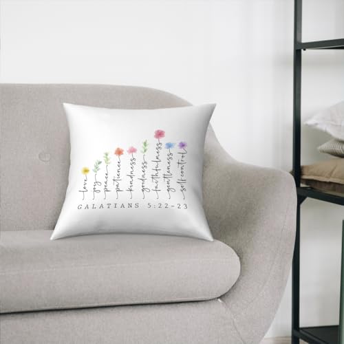Fokongna Bible Verse Pillowcase 5:22-23 The Fruit Christian Faith Decor Script 18 x 18 Inch Throw Pillow Covers for Bedroom Living Room Couch Bed Sofa, Floral Decor Pillowcase - color: Religious Gifts