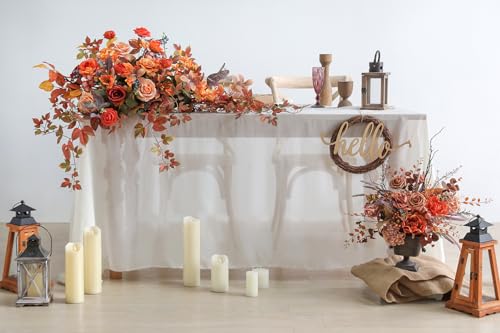 rongflower Orange Artificial Flowers Combo Box Set Fall Silk Flowers Fake Rose for DIY Floral Arrangements Wedding Bouquets Centerpieces Baby Shower Party Home Decorations - color: Rustic Terracotta Orange