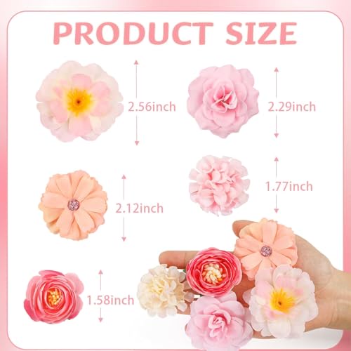 ATTGREAT Fake Flower Heads Mini Silk Flowrs Bulk Small Pink Flower 3D Loose Faux Daisy Rose Sunflowers Plum Blossoms Craft for Wedding Party Cake Baby Shower Home Decor, 110Pcs(Pink) - color: Pink