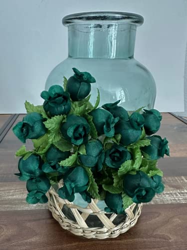 Hunter Green Artificial Silk Flower Roses - 12 Mini Bouquets of 12 Rosebuds, 144 Rosebuds Total, St. Patrick's Day, St.Paddy's, Wedding, Reception, Favors, Wreath, Event Decorations, Arts and Crafts - color: Hunter Green