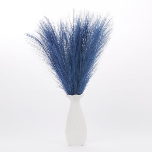 Faux Pampas Grass Decor ， 21.7 Inch Artificial Pampas Grass Peacock Blue Reed Grass, Vase Filler for Home Decor, Room, Bathroom, Wedding, Table Centerpiece - 20PCS - color: Peacock Blue