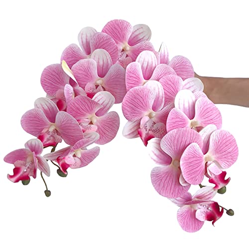 FagusHome 32 Inch Artificial Phalaenopsis Flowers 6 Pcs Artificial Orchid Flowers Stem Plants for Home Décor (Pink) - color: Pink