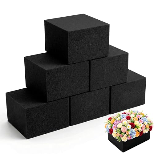 Max Shape Black Floral Foam Blocks 4.02"x4.02"x2.99" for Artificial & Dried Flowers, Reusable Floral Foam Blocks, Water Resistant Flower Foam Blocks, Dry Floral Foams for Artificial Flowers 6Pack - color: 6 Pack, size: 4x4x3"