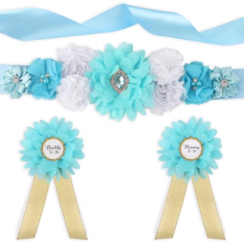 Maternity Sash Set Baby Shower Floral Belly Belt Baby Shower Decoration for Mom to Be Pregnancy Party Supplies - color: Style6