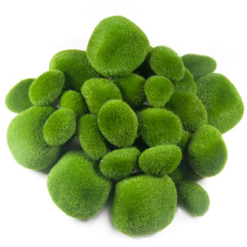 Green Moss Decor 30 Pcs, Artificial Moss Rocks Decorative, 3 Sizes Moss Balls Faux Moss Pillow for Garden, Indoor Plants, Floral Arrangements, Crafting, Landscaping - size: Mixed Size