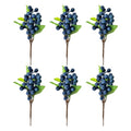 6 Pcs Artificial Blueberry Stems 9.4 Inch Faux Fruit Branches Fake Berries Picks for Vase Fillers Floral Arrangement Kitchen Table Centerpiece Crafts - color: Blue