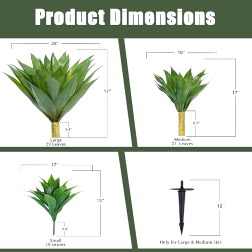 Artificial Agave Plants, Realistic UV Resistant Fake Aesthetic Plants for Outdoor Indoor, Home Decor for Garden, Porch, Doorway, Patio (2PCS, Green, Medium) - color: Green, size: Medium
