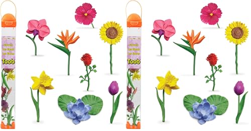 Safari Ltd. Flowers TOOB - Mini Figurines of Rose, Tulip, Hibiscus, Bird of Paradise, Daffodil, Sunflower, Lotus, Orchid - Educational Toy Figures for Boys, Girls & Kids Ages 3+ (Pack of 2) - size: Small (Pack of 2)