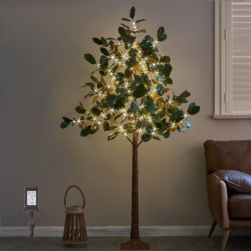 Hairui Lighted Magnolia Tree 6FT 280 LED Fairy Lights, Faux Plant Tree with Lights for Home Holiday Spring Decoration - style: 6FT-Magnolia Tree