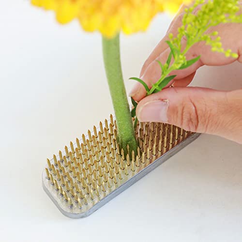 Wazakura Japanese Ikebana Kenzan Long Rectangular Flower Holder 3.4 in (87 mm), Made in Japan Floral Arranging Pin Frog Tool (3.4" (87mm) Long Rectangular Brass Kenzan) - color: 3.4" (87mm) Long Rectangular Brass Kenzan