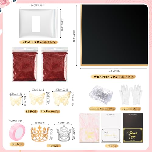 Thiccywoov Valentine Glitter Roses Bouquet (exclude Rose & Glue) DIY Roses with Glitter Powder Flower Wrapping Paper Letter Stickers Bags for Mothers Day Birthday Wedding Graduation Xmas Gifts(Red) - color: Red