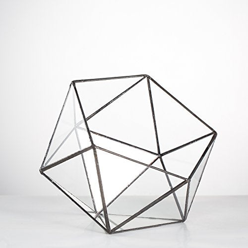 NCYP Opened Geometric Glass Terrarium, 6.69" Bowl Shape Planter for Succulent Plant Cacti, Indoor Balcony Irregular Decor, Garden Miniature Pot, Tabletop Centerpiece (No Plants)