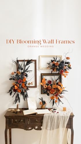 Ling's moment Fake Flowers Box, Faux Artificial Greenery Stems Foam Roses Silk Peony Eucalyptus Fabic Flower for Centerpieces Bouquet Wedding Vase Floral Decorations, Black & Orange, Grand Combo - color: Blk-black & Orange, size: Grand