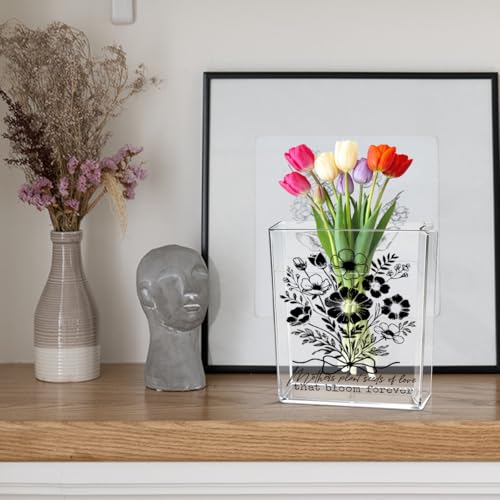 Moms Book Flower Vase Mothers Day Birthday Thank You Gifts for Mom Mother from Daughter Son Mothers Plant Seed of Love Bloom Forever Cute Acrylic Book Shaped Vase Decor for Home Office Table Vase 3805 - style: Colonial