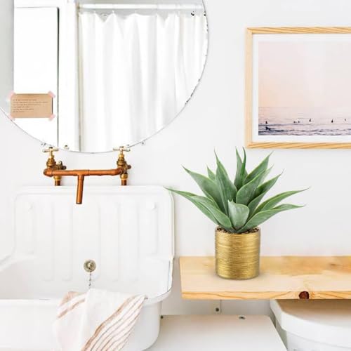 Large Faux Agave Plants Artificial Aloe Plant Fake Succulent Plants in Pot Realistic Agave Plant Artificial Potted Plants for Home Living Room Table Office Desk Bathroom Indoor Decor(Brushed Gold) - color: Agave -Brushed Gold