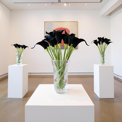 Floral Kingdom Artificial Calla Lily Flowers 20 Pack 14 Inch Black - Real Touch Faux Flowers for Modern Home Decor, Themed Event Centerpieces & Weddings - color: Black