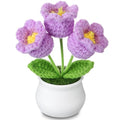 Crochet Flowers Bouquet for Home Office Desk Decorations, Birthday Gifts for Women Her Mom Teacher Coworkers Sister Friends, Purple