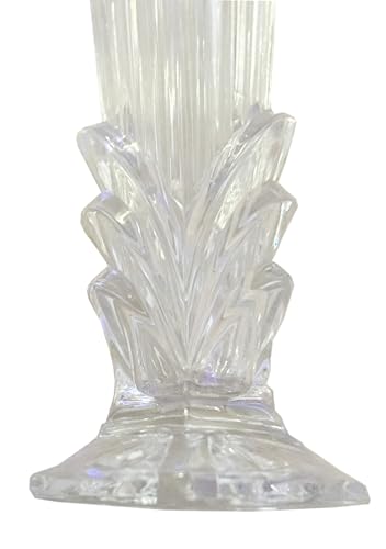 Crystal Deco Heart Flower Vase, Late 20th Century Style, 8 Inch Height, 7 Ounce Capacity, Clear Glass with Vertical Ridges
