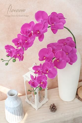 Floroom 2pcs Faux Phalaenopsis Orchid Fake Artificial Flower with Stems, Real Touch Large Blooms 40 Inch for DIY Bouquets, Wedding Centerpieces & Home Decor, Deep Magenta - color: Deep Magenta
