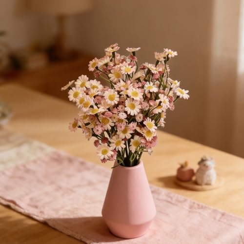 Small Daisy Flowers Artificial Wildflowers Chamomile Pink 18 Pcs | Mini Daisies Flowers Silk Spring Summer Chamomiles for DIY Floral Arrangements Wedding Table Centerpieces Party Home Decor - color: Pink