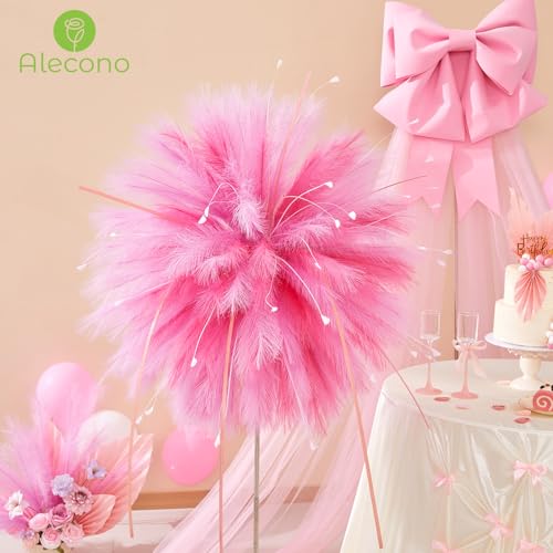 Alecono Pink Pampas Grass 17in 𝟯𝟬𝙋𝙘𝙨, Light Purple and Pink Artificial Faux Fluffy Pampas Grass Decor for Home Wedding Centerpieces Party - color: Rose Pink & Lilac, size: 30pcs