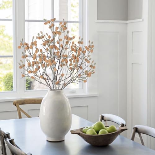 GnFlus 3Pcs Artificial Cotton Branches Fake Flowers for Spring Winter Indoor Boho Decoration,Faux Long Stem Artificial Flowers for Wedding Home Office Bedroom Party Table Centerpieces Decor Brown - color: Cotton - Brown
