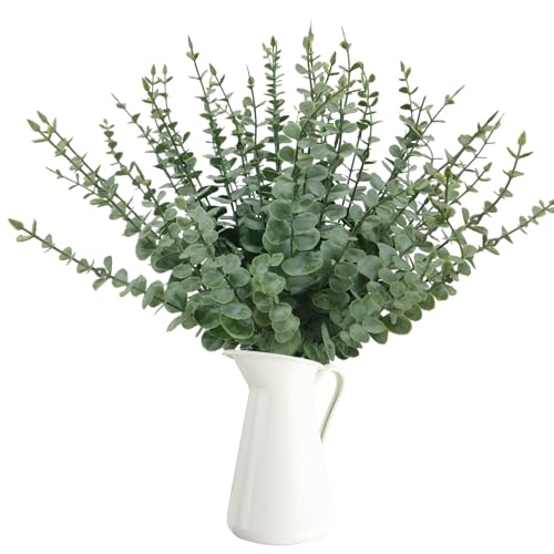 50 Pcs Artificial Eucalyptus Stems Fake Eucalyptus Greenery Branches for Floral Arrangements, Wedding Centerpiece, Crafts