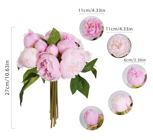 Pink Peonies Silk Flowers 2 Bouquets Pink Fake Peonies 14 Heads Faux Peony Flowers with Stems for Wedding Decoration Bride Bouquet Faux Flowers Crafts Floral Arrangement (Multi-Pink) - color: Multi-pink