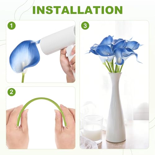 M METERXITY 10-Pack Black Blue Artificial Calla Lily Flowers,14 Inch Faux Calla Lily PU Bouquets Real Touch Faux Flowers for Home/Wedding/Christmas/Party - color: Black Blue
