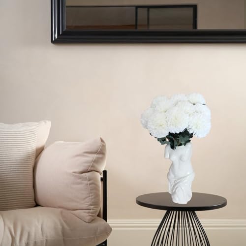 Large Faux Kiku Flower White - 10 Stems, Bulk Silk Flowers For Home Decor Indoor, Realistic Artificial Flowers, Fake White Flowers, Real Touch Flowers, Flores Artificiales Para Centro De Mesa - color: White Large