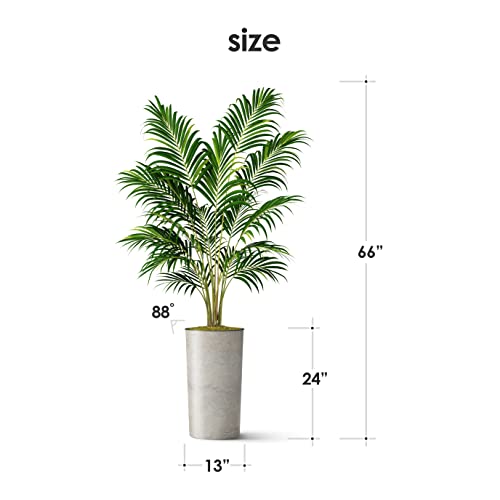 Artificial Tree in Optional Designed Pot, Fake Areca Tropical Palm Silk Tree for Indoor and Outdoor Home Decoration - 66" Overall Tall (Plant Pot Plus Tree) - style: Areca Palm Tree
