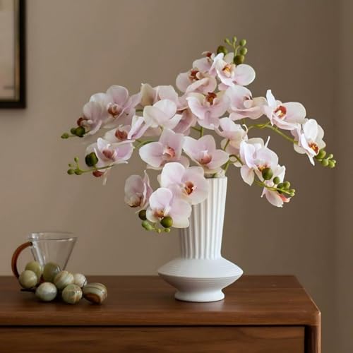 5pcs Pink Artificial Orchid Flower Stems with Real Touch for Vase, Fake Orchid Stems Arrangment for Wedding Bouquets Party Decor Home Office Farmhouse Decorations (Pale Pink) - color: Pale Pink