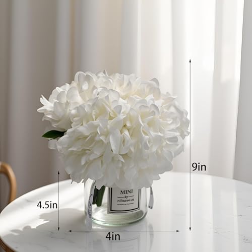 LADADA Artificial White Peony Flowers in Vase,Wedding Bathroom Home Table Decor - color: White Peony