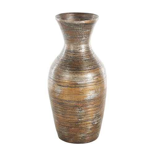 Deco 79 Bamboo Wood Decorative Vase Antique Inspired Pot Centerpiece Vase, Vase for Home Decoration 8" x 8" x 18", Brown - color: Brown, size: 8" x 8" x 18"