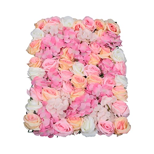 16"x 24" Artificial Flower Wall Panels,Flower Wall Mat Silk Flower Panels for Outdoor Garden Backyard Fence Fence Privacy Screen and Indoor Wall Decor (4Pcs Pink+Champagne+White) - color: 4Pcs Pink+Champagne+White
