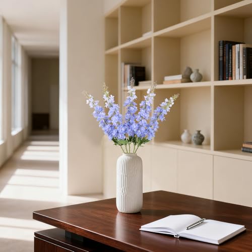 IPOPU 40" Delphinium Artificial Flowers 5PCS Faux Delphinium Larkspur Silk Flowers Long Stem Artificial Flowers for Home Wedding Floral Arrangement Centerpiece Decor(Light Blue) - color: Light Blue
