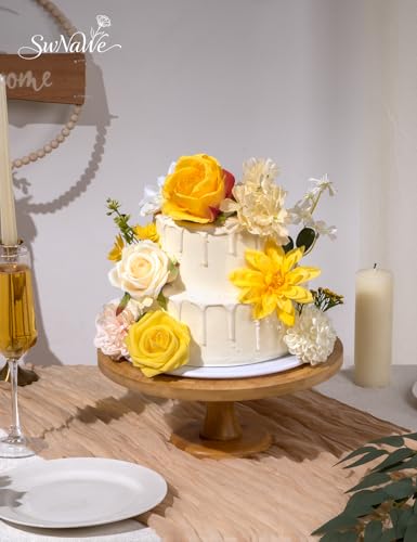 Yellow Flowers Artificial Roses Combo Set Fake Pink Silk Flowers Faux Peony Flowers Mix Dahlia with Stems for Wedding Bouquets Baby Bridal Shower Party Floral Arrangements Decor - color: Yellow, size: The Modern Classic
