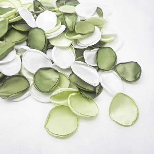 ZOOYOO 200Pcs Silk Rose Petals for Romantic Night, Green Fake Flower Petals for Wedding Centerpieces, Aisle Scatter, Flower Girl Basket, Party and Table Decoration - color: Green