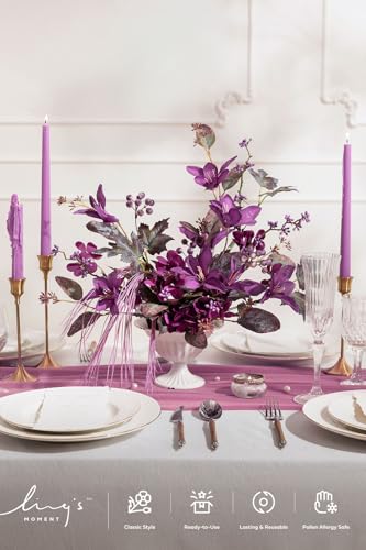 Ling's moment Artificial Greenery Stems Box Set, 46pcs with 8 Kinds of Faux Greenery Picks for DIY Bridal Bouquets Wedding Floral Arrangement Table Centerpieces, Plum & Plum Lily - color: Prpl-plum & Plum Lily