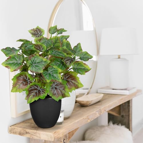 14.5" Artificial Plants Indoor Home Decor, Fake Potted Silk Plants for Shelves Living Room Decorative, Small Artificial Office Desk Plants in Pots, Faux Grape Leaf Vine Hope Tropical House Plant - color: # Rusted Green