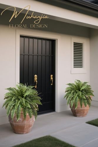 Muhanjia 35" Silky Artificial Boston Fern Bush,Set of 2, Fake Fern Large Hanging Plant That Look Real for Outdoors Home Decor,40Branches. (35" 2Pcs40Fronds) - color: 35"2pcs40fronds-green