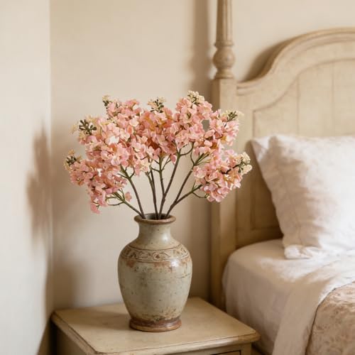 4PCS 25.6inch Lilac Artificial Flowers Light Pink Fake Delphinium Long Stem Silk Real Touch Flower Faux Lilac Floral Arrangement for Tall Vase Table Wedding Garden Home Decoration（Light Pink） - color: 25.6inch Light Pink