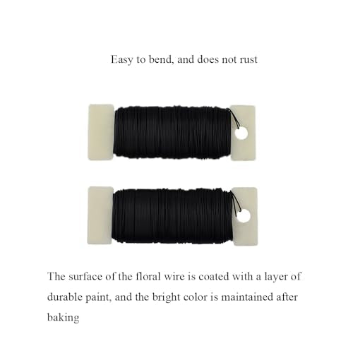 HAHIYO 26Gauge Black Metal Floral Wire - 1 Roll, 38 Yards (115 Feet) - Flexible Paddle Wire for Craft, Christmas Wreath, Flower Arrangement, Bouquet Wrapping, Wedding, DIY - color: Black, size: 26Gauge-1P/38Yards