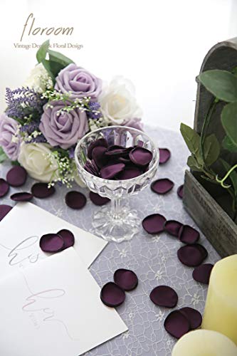 Floroom 300pcs Rose Petals Plum Faux Silk Flower Petals for Wedding Flower Girl Basket Aisle Scatter Dinner Table Centerpieces Party Confetti Bridal Shower Romantic Night Decoration - color: Plum, size: 300pcs
