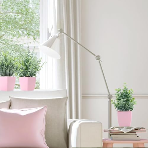 summer flower 4 Pack Small Fake Plants in Pink Pot Artificial Plant Indoor Eucalyptus Wheat Grass Ferns Rosemary Faux Greenery for Room Decor Home Office Desk Bathroom Kitchen Living Room Decorations - color: Pink-4